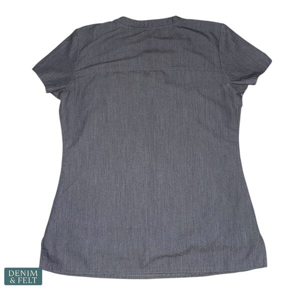 Med Couture Touch Gray Scrub Top Black Shoulder Detail Size Small - Picture 2 of 6